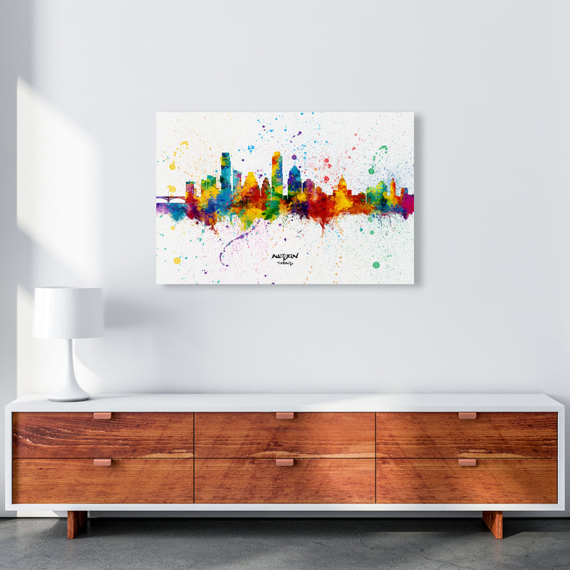 Austin Texas Skyline Splash Art Print by Michael Tompsett A1 Canvas