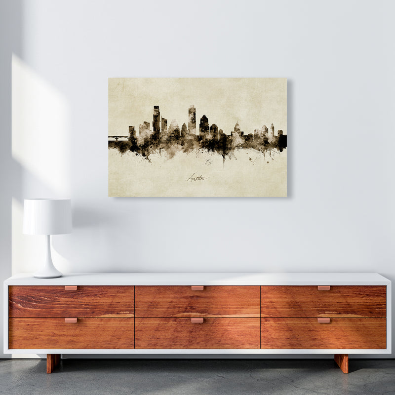 Austin Texas Skyline Vintage Art Print by Michael Tompsett A1 Canvas