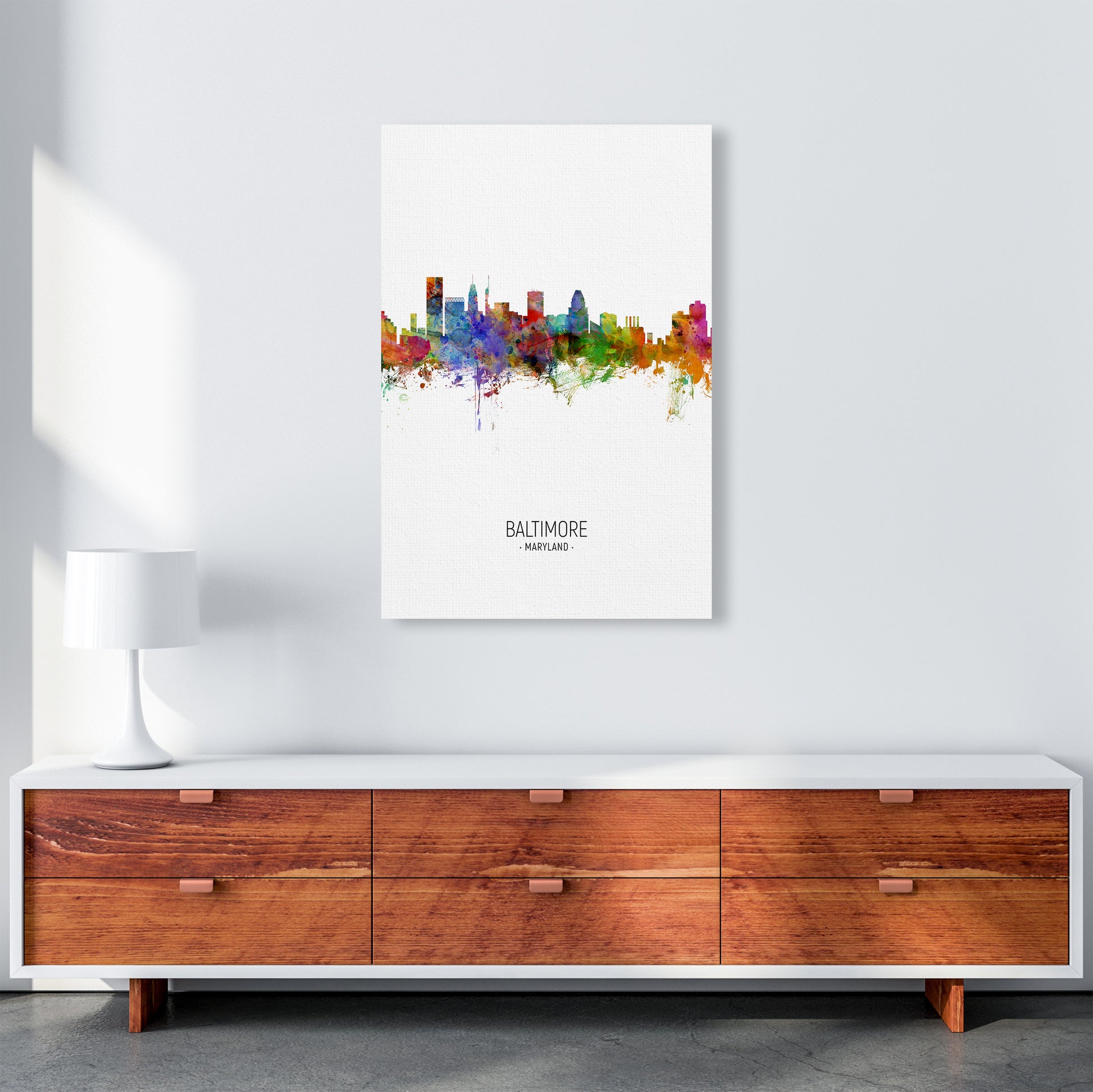 Baltimore Maryland Skyline Portrait Art Print by Michael Tompsett A1 Canvas