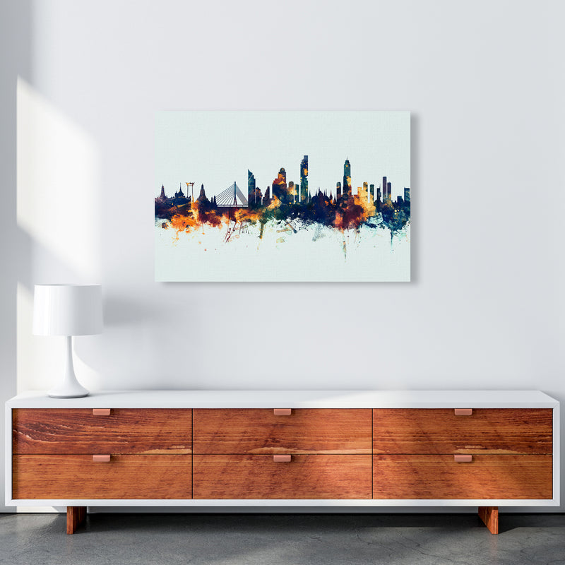 Bangkok Thailand Skyline Blue Orange Art Print by Michael Tompsett A1 Canvas