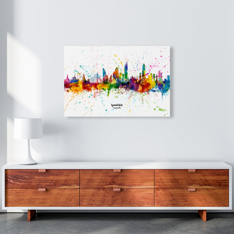 Bangkok Thailand Skyline Splash Art Print by Michael Tompsett A1 Canvas