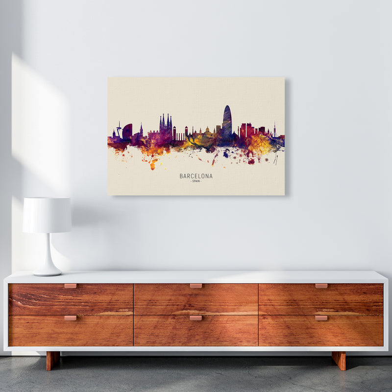 Barcelona Spain Skyline Autumn City Name Art Print by Michael Tompsett A1 Canvas