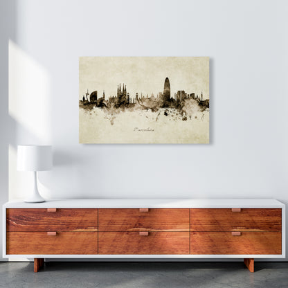 Barcelona Spain Skyline Vintage Art Print by Michael Tompsett A1 Canvas