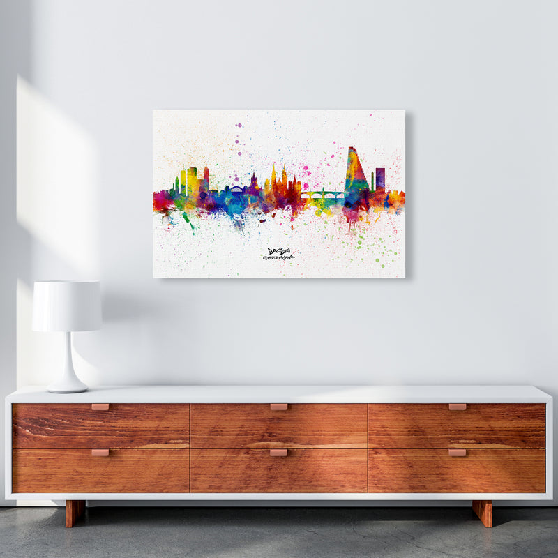 Basel Switzerland Skyline Splash Art Print by Michael Tompsett A1 Canvas