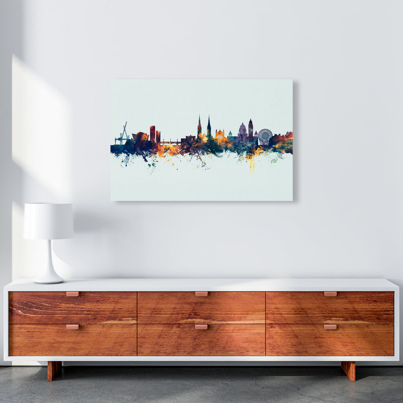 Belfast Northern Ireland Skyline Blue Orange Art Print by Michael Tompsett A1 Canvas