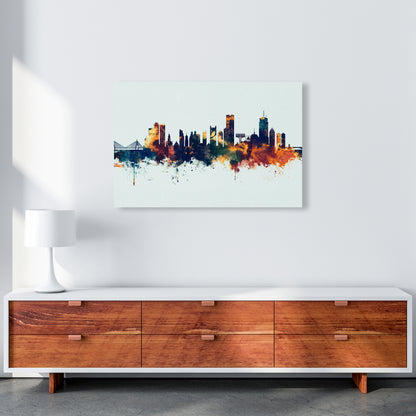 Boston Massachusetts Skyline Blue Orange Art Print by Michael Tompsett A1 Canvas