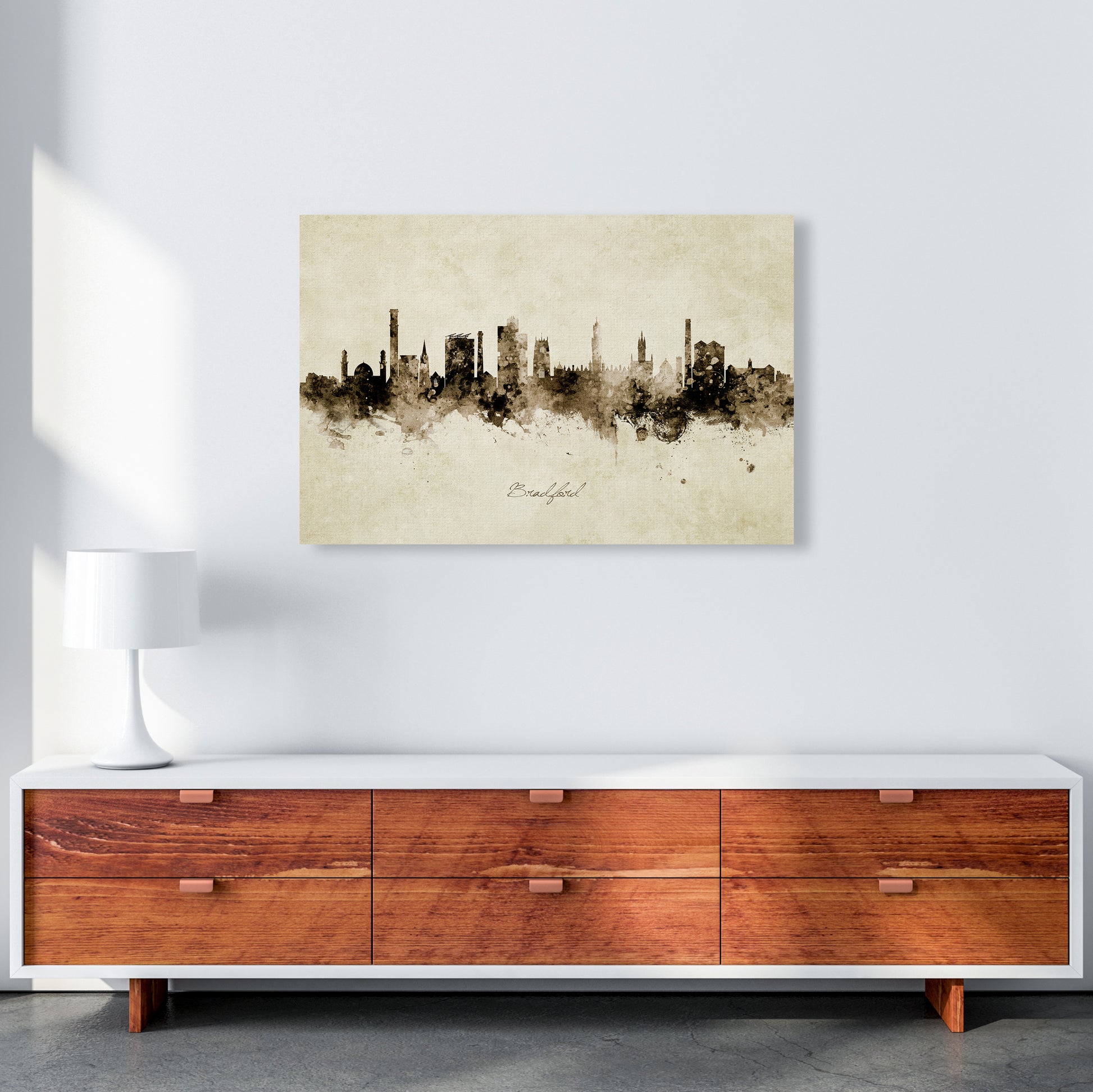 Bradford England Skyline Vintage Art Print by Michael Tompsett A1 Canvas