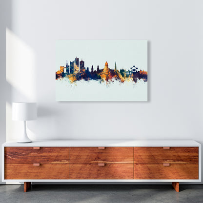 Brussels Belgium Skyline Blue Orange Art Print by Michael Tompsett A1 Canvas