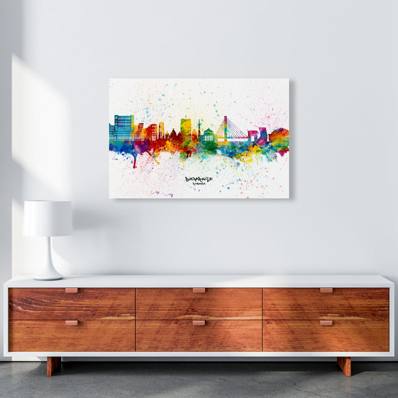 Bucharest Romania Skyline Splash Art Print by Michael Tompsett A1 Canvas
