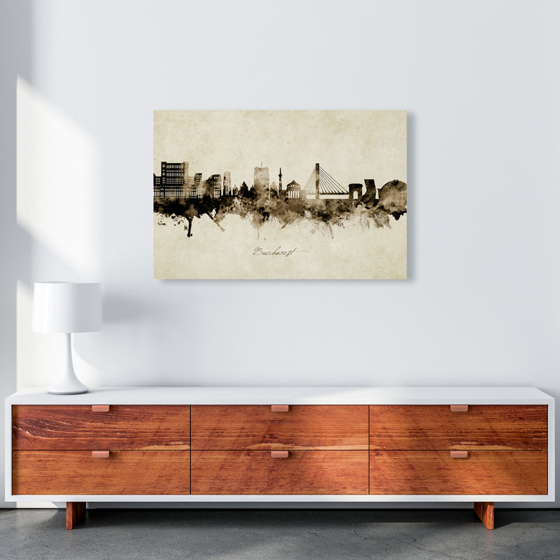 Bucharest Romania Skyline Vintage Art Print by Michael Tompsett A1 Canvas