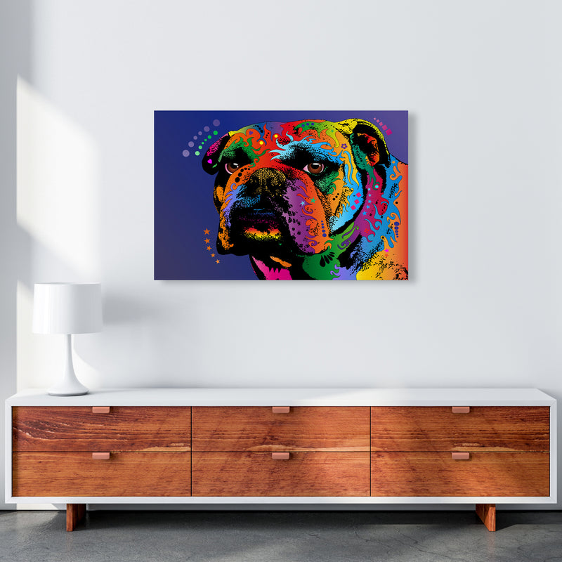 Bulldog Dog Blue Art Print by Michael Tompsett A1 Canvas