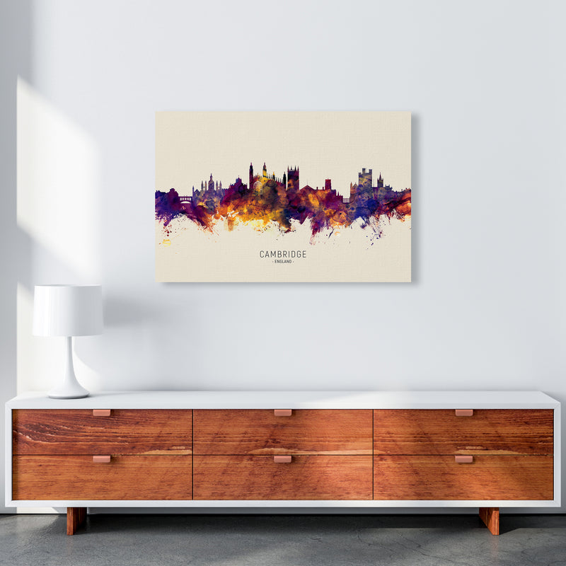 Cambridge England Skyline Autumn City Name Art Print by Michael Tompsett A1 Canvas
