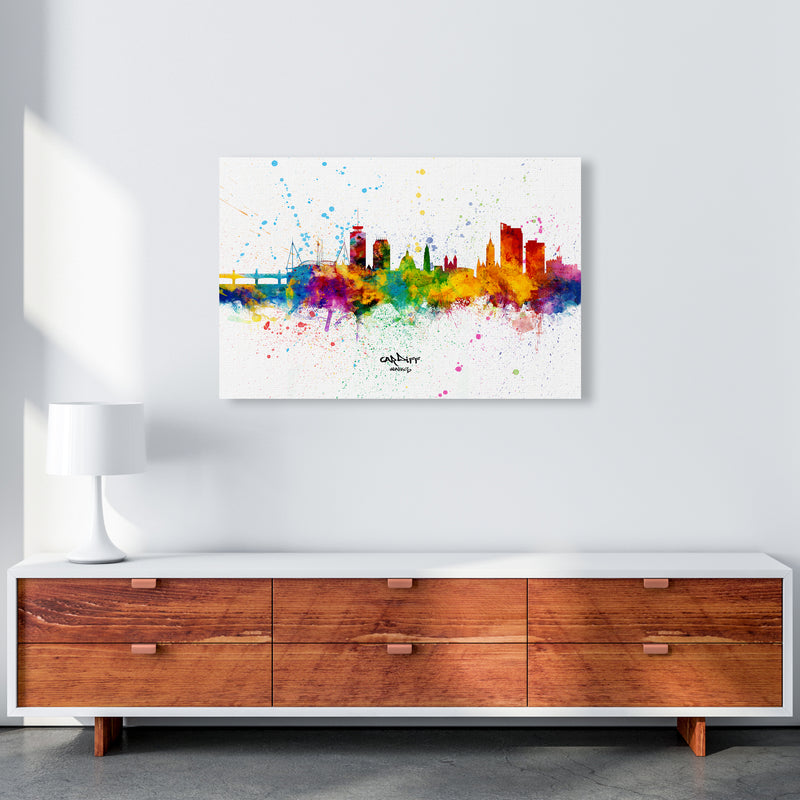 Cardiff Wales Skyline Splash Art Print by Michael Tompsett A1 Canvas
