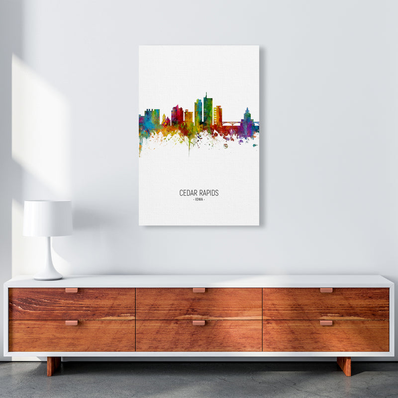 Cedar Rapids Iowa Skyline Portrait Art Print by Michael Tompsett A1 Canvas