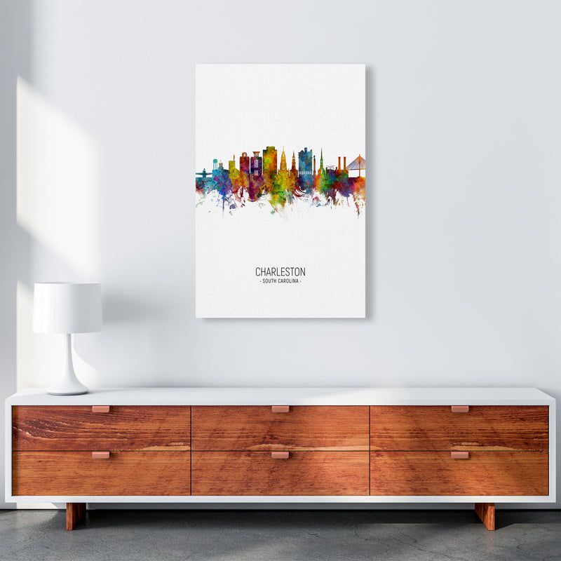 Charleston South Carolina Skyline Portrait Art Print by Michael Tompsett A1 Canvas