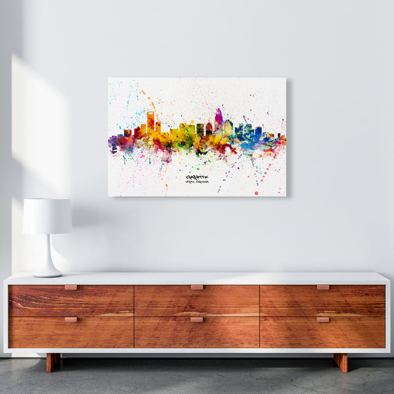 Charlotte North Carolina Skyline Splash Art Print by Michael Tompsett A1 Canvas
