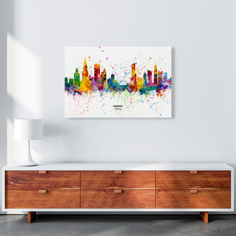 Chicago Illinois Skyline Splash Art Print by Michael Tompsett A1 Canvas