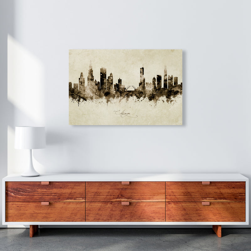 Chicago Illinois Skyline Vintage Art Print by Michael Tompsett A1 Canvas