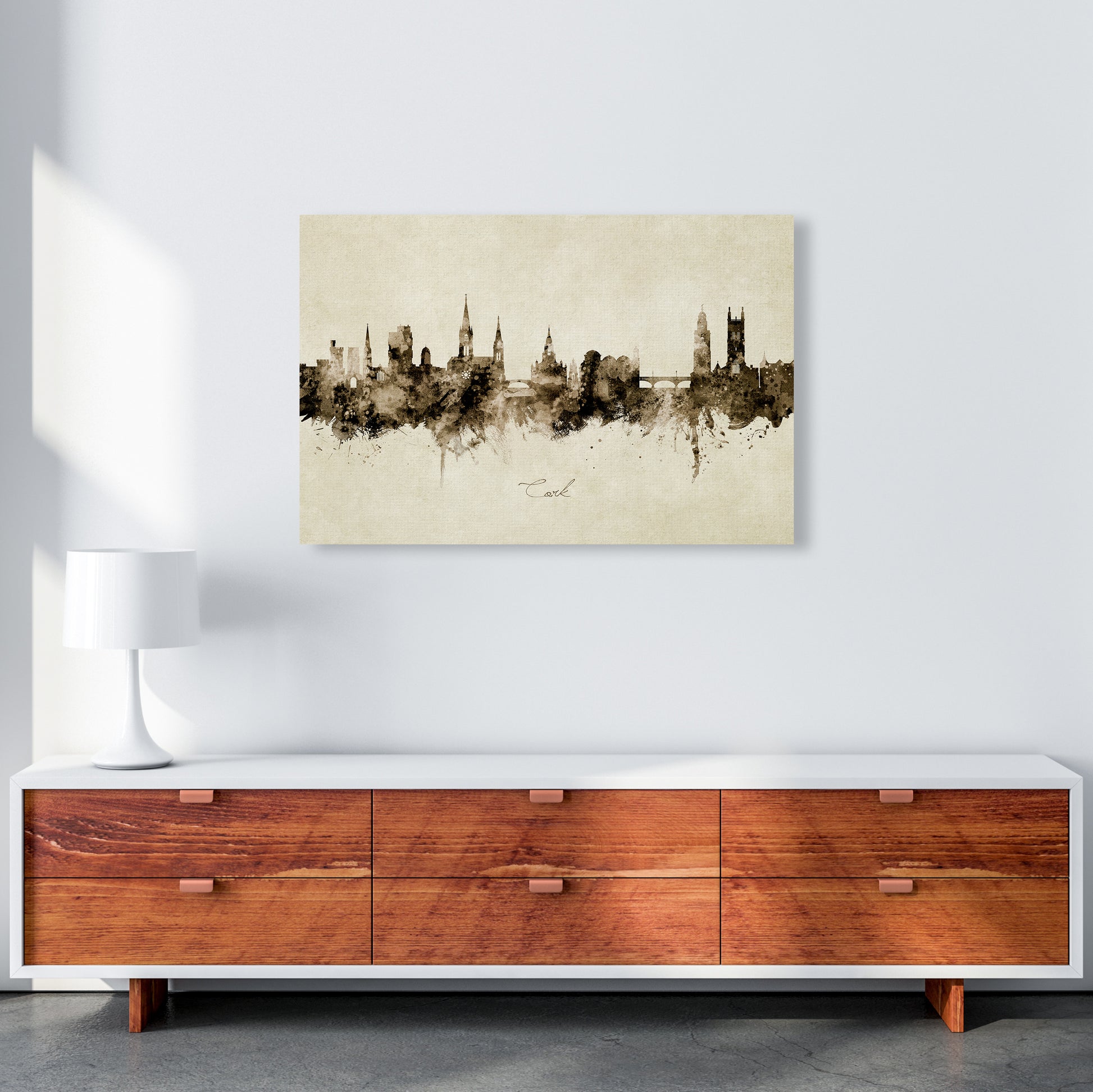 Cork Ireland Skyline Vintage Art Print by Michael Tompsett A1 Canvas