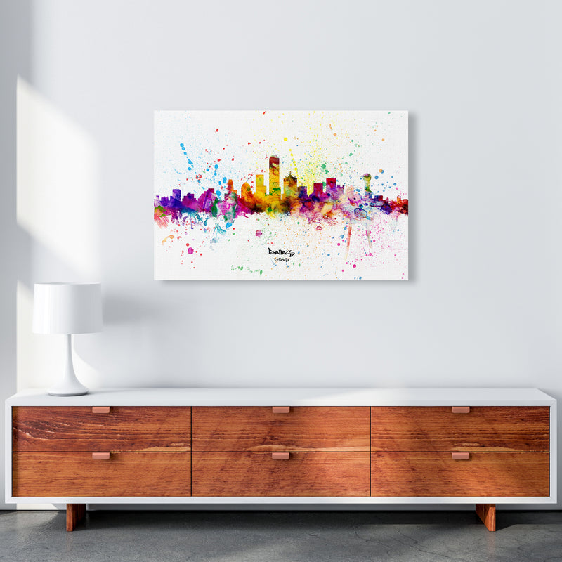 Dallas Texas Skyline Splash Art Print by Michael Tompsett A1 Canvas