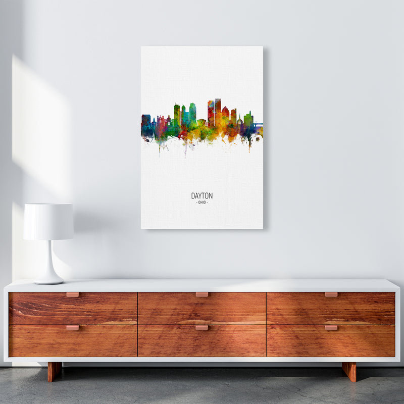 Dayton Ohio Skyline Portrait Art Print by Michael Tompsett A1 Canvas
