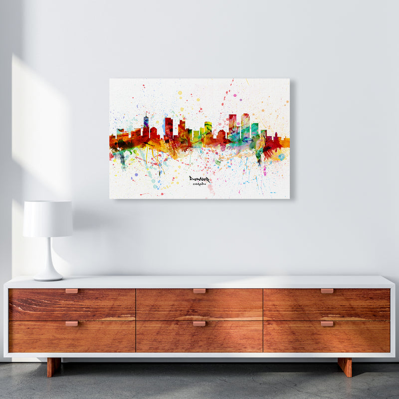 Denver Colorado Skyline Splash Art Print by Michael Tompsett A1 Canvas