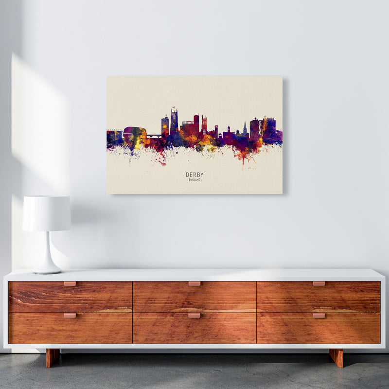 Derby England Skyline Autumn City Name Art Print by Michael Tompsett A1 Canvas