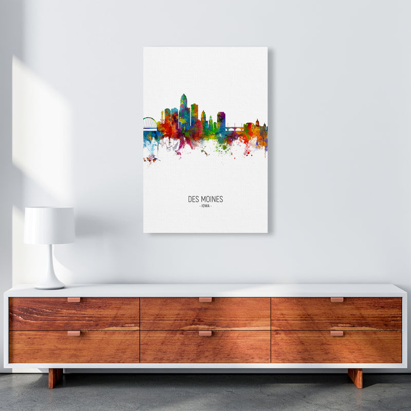 Des Moines Iowa Skyline Portrait Art Print by Michael Tompsett A1 Canvas