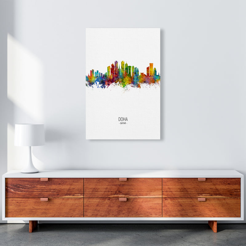 Doha Qatar Skyline Portrait Art Print by Michael Tompsett A1 Canvas
