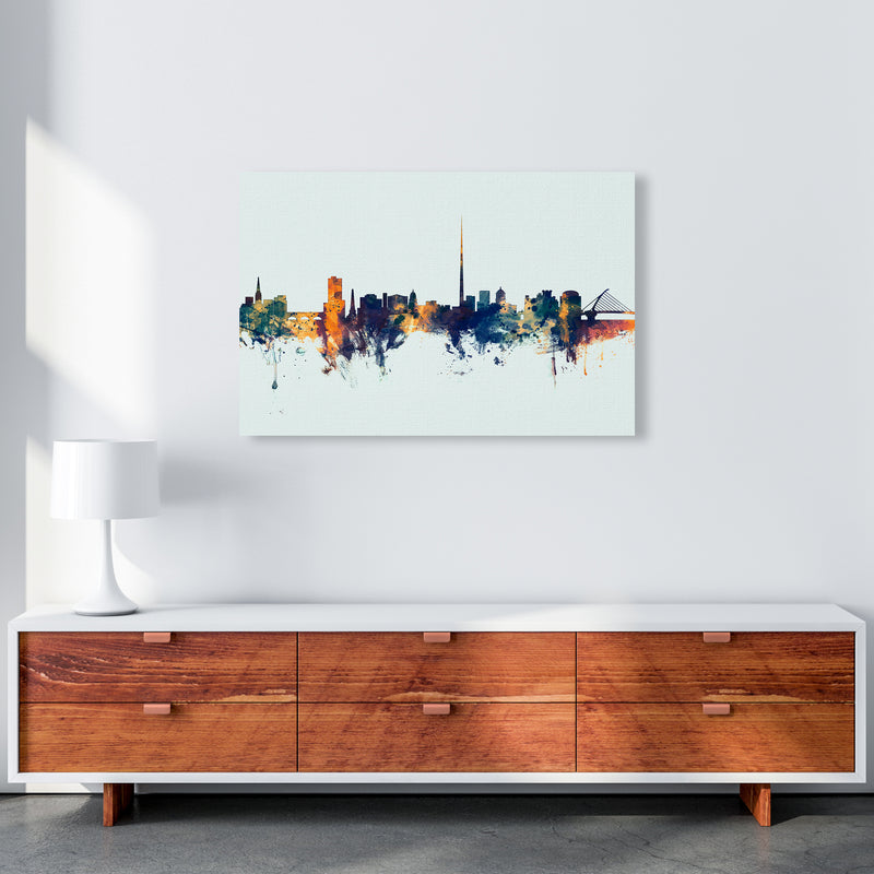 Dublin Ireland Skyline Blue Orange Art Print by Michael Tompsett A1 Canvas