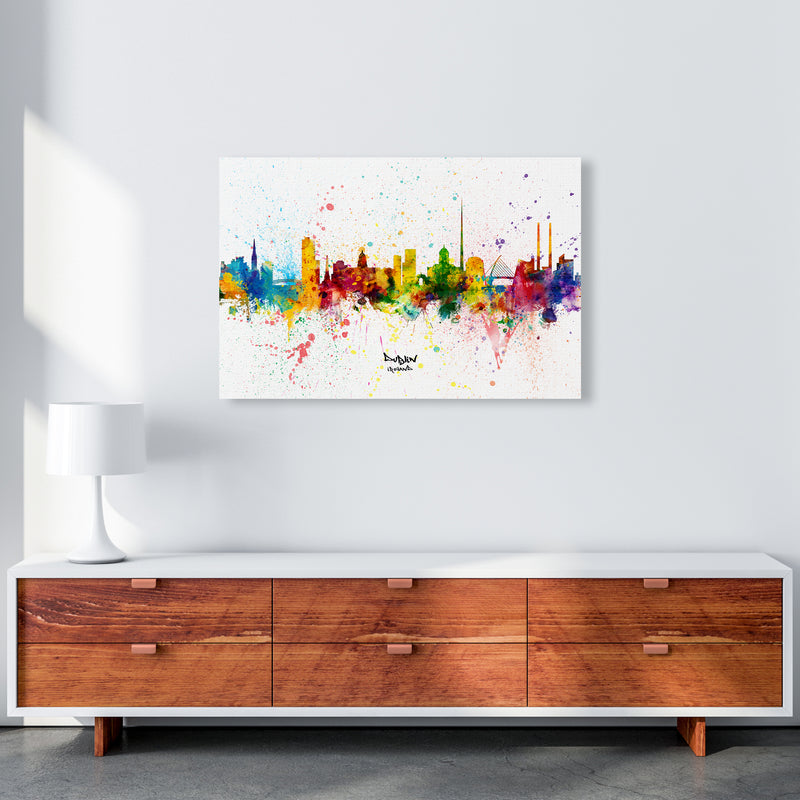 Dublin Ireland Skyline Splash Art Print by Michael Tompsett A1 Canvas