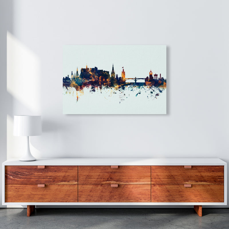 Edinburgh Scotland Skyline Blue Orange Art Print by Michael Tompsett A1 Canvas