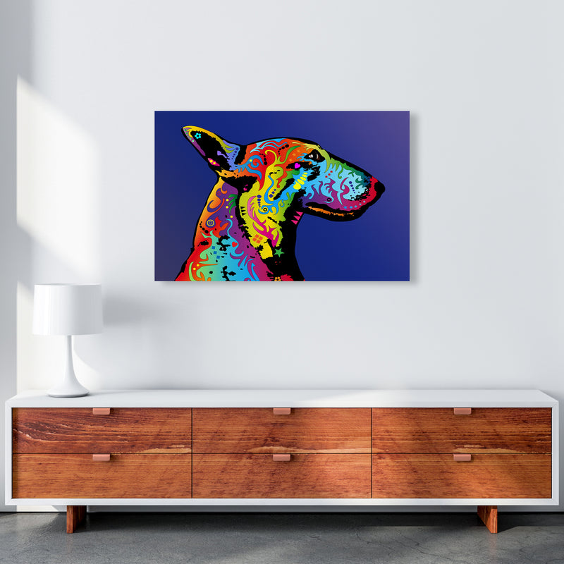 English Bull Terrier Dog Blue Art Print by Michael Tompsett A1 Canvas