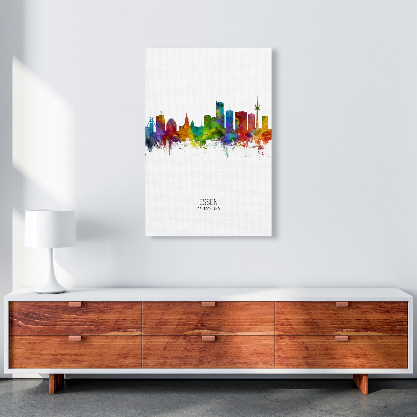 Essen Germany Skyline Portrait Art Print by Michael Tompsett A1 Canvas