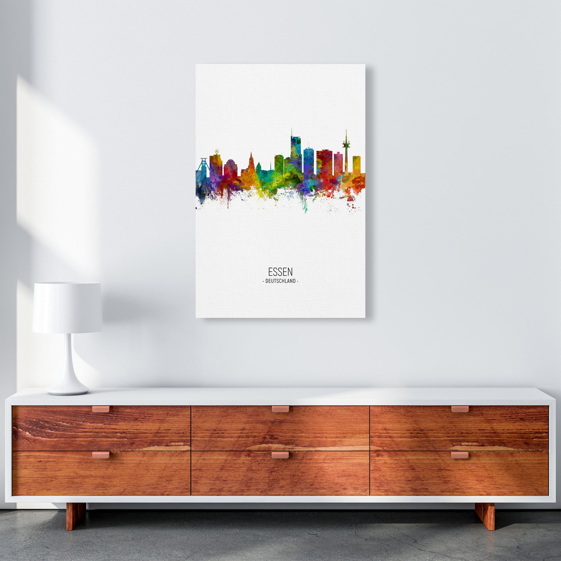 Essen Germany Skyline Portrait Art Print by Michael Tompsett A1 Canvas