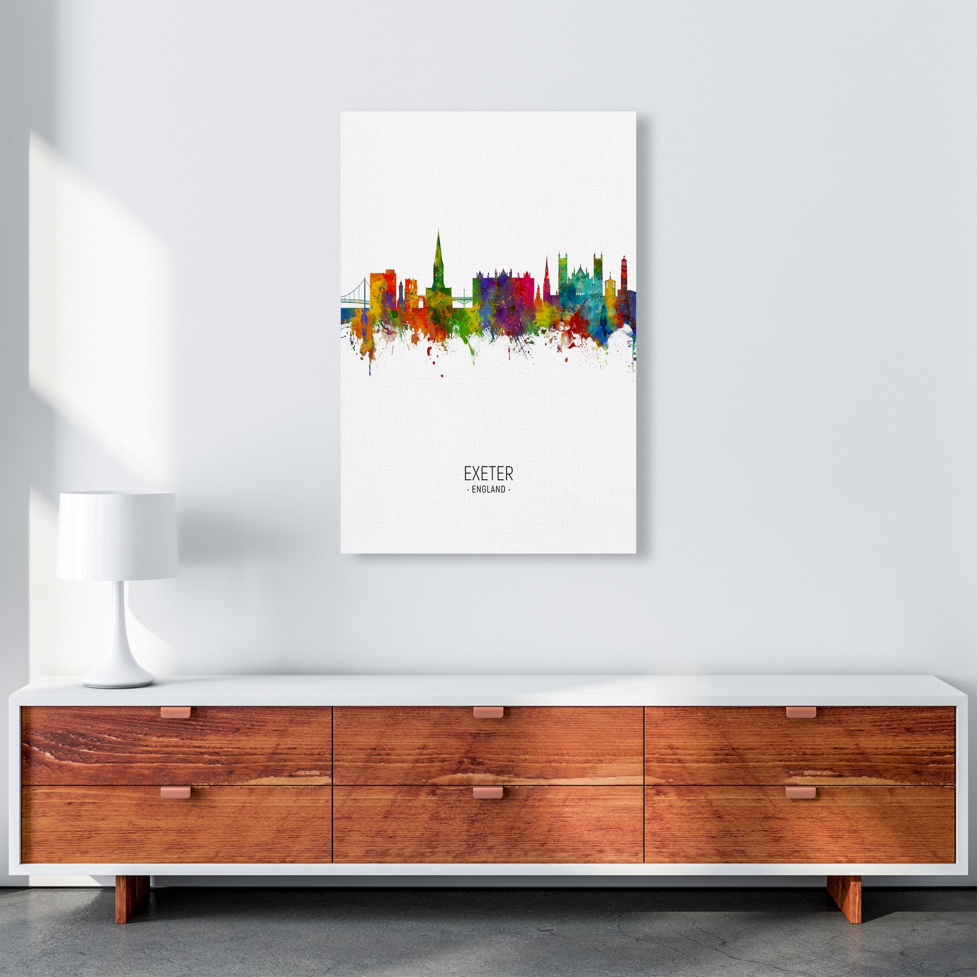 Exeter England Skyline Portrait Art Print by Michael Tompsett A1 Canvas