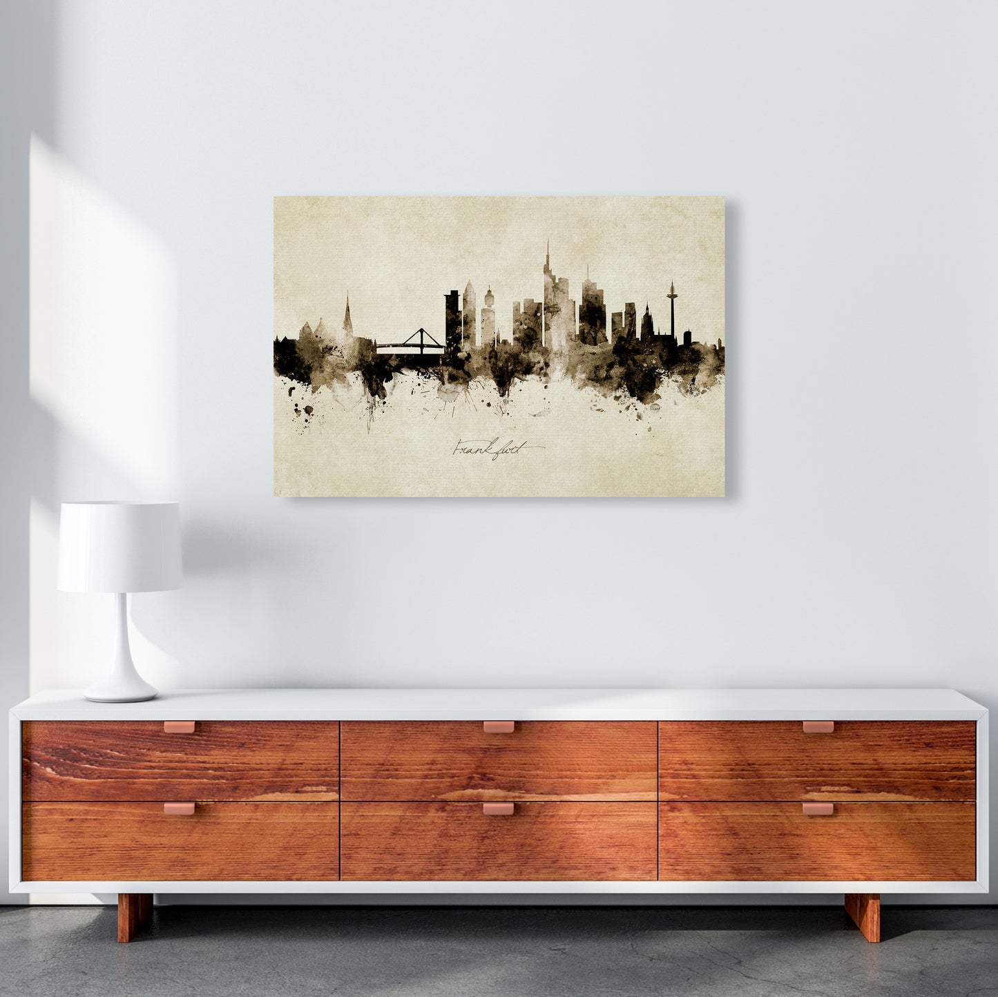 Frankfurt Germany Skyline Vintage Art Print by Michael Tompsett A1 Canvas