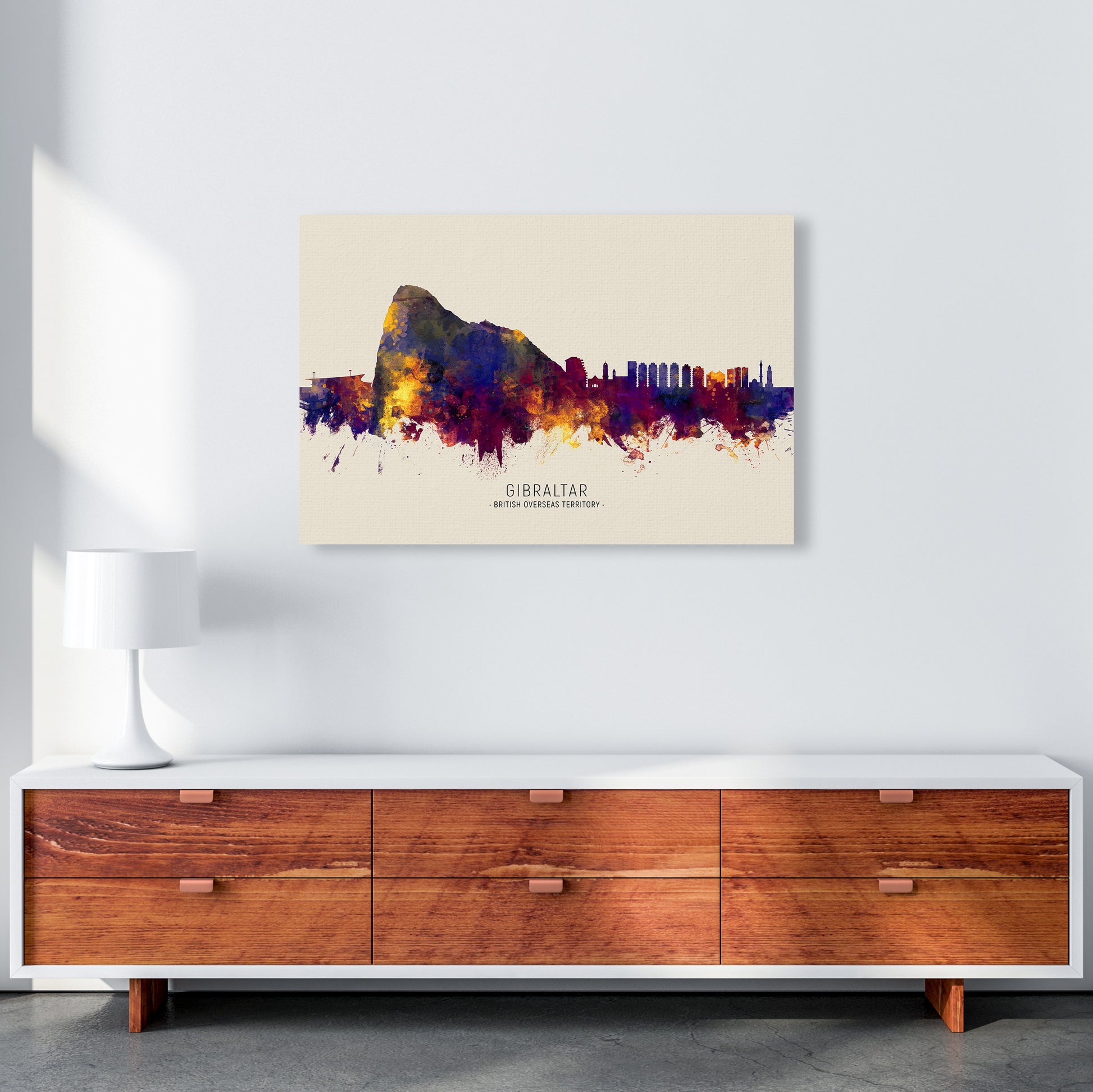 Gibraltar Skyline Autumn City Name Art Print by Michael Tompsett A1 Canvas