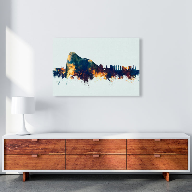 Gibraltar Skyline Blue Orange Art Print by Michael Tompsett A1 Canvas