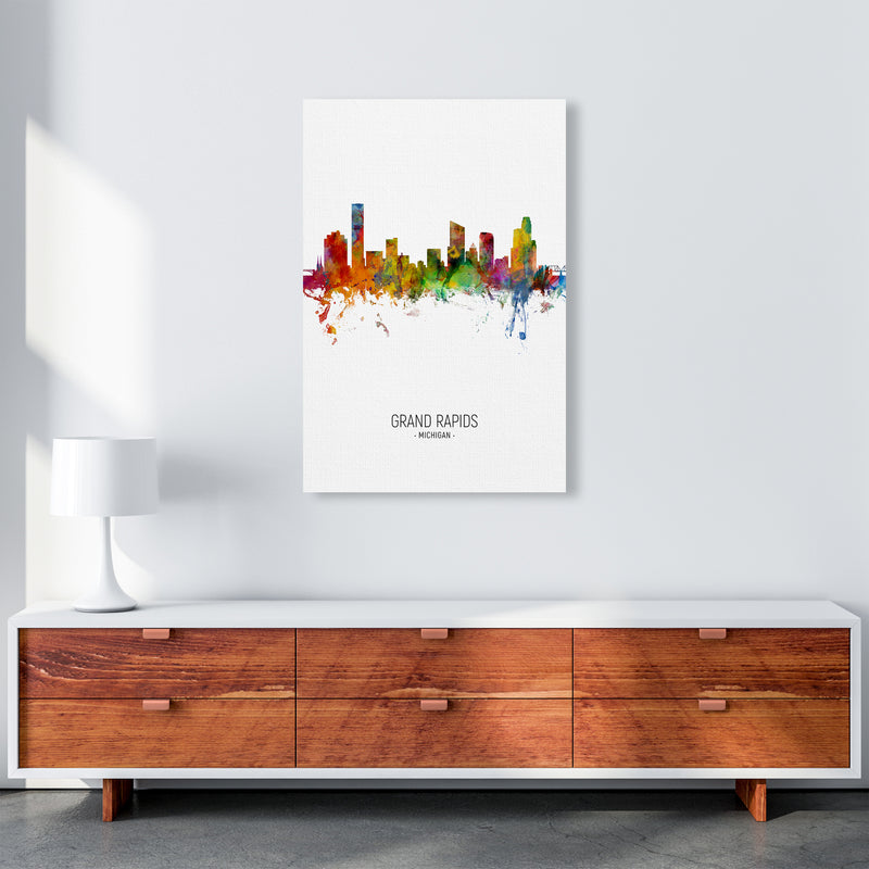 Grand Rapids Michigan Skyline Portrait Art Print by Michael Tompsett A1 Canvas