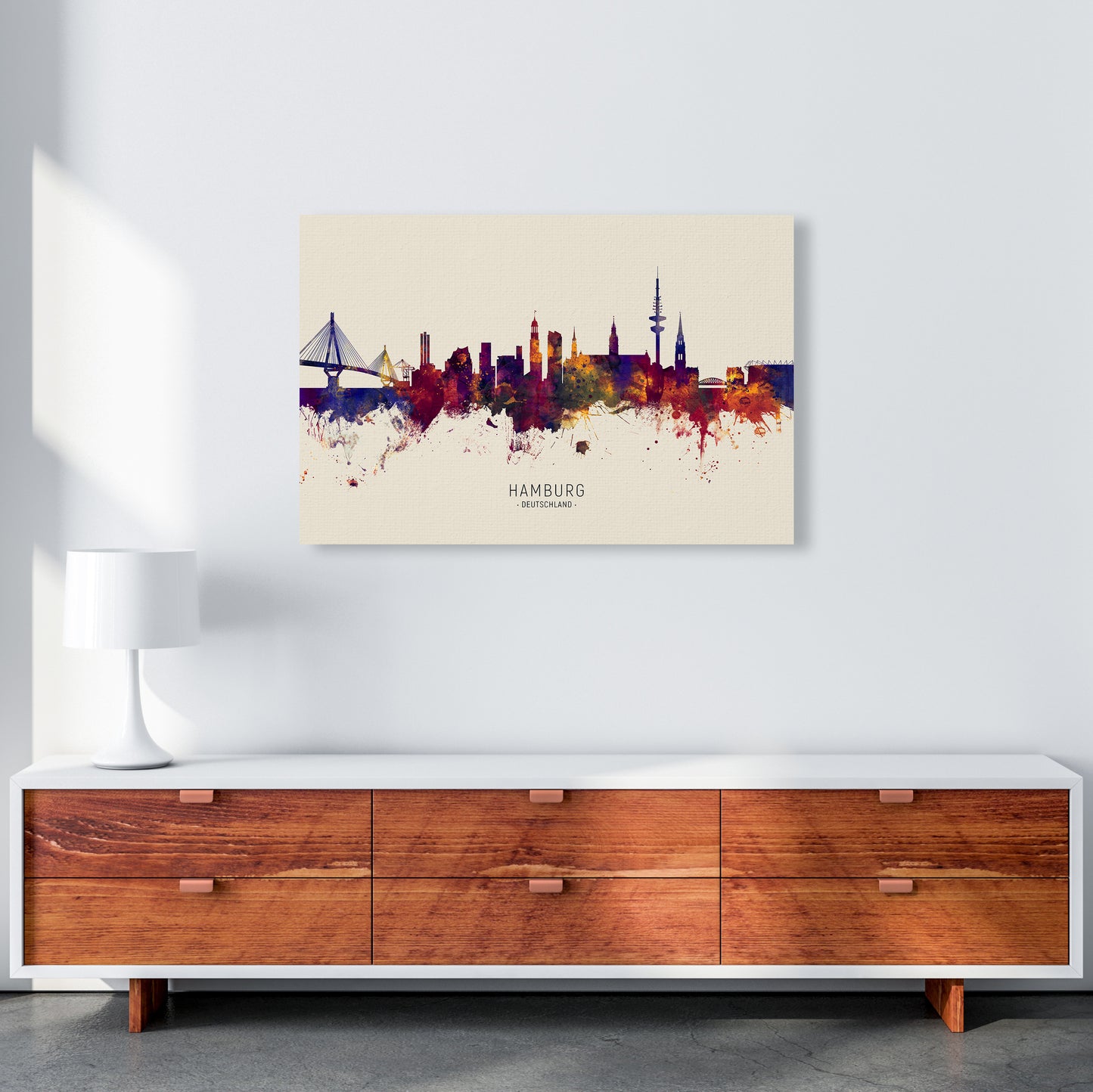 Hamburg Deutschland Skyline Autumn City Name Art Print by Michael Tompsett A1 Canvas