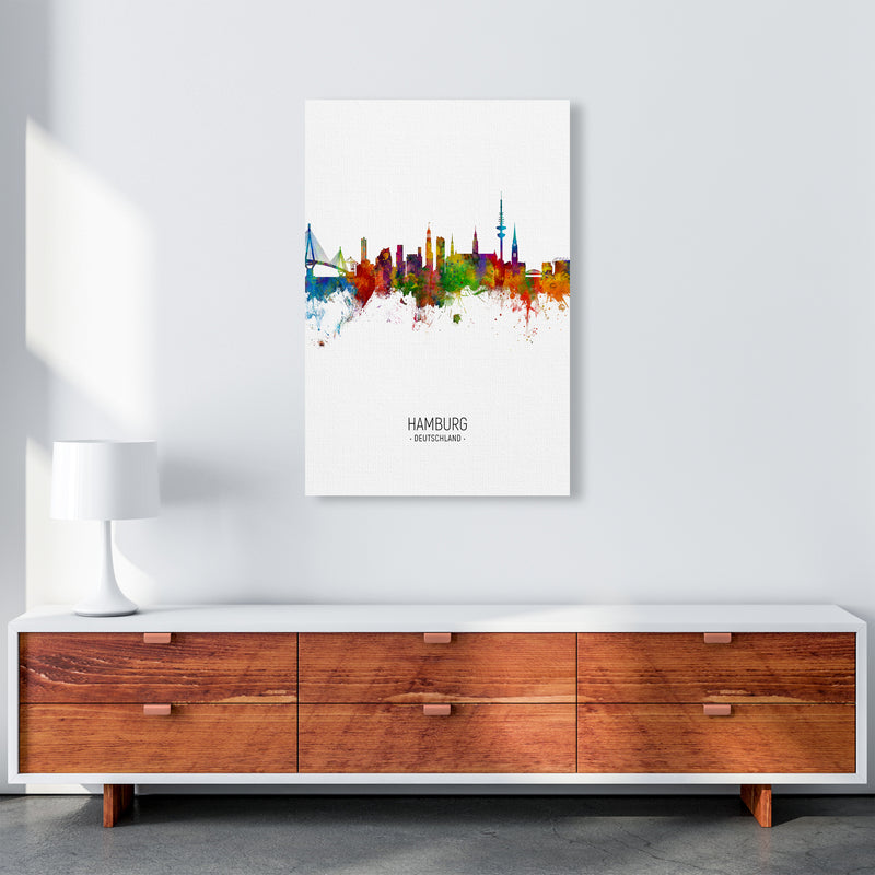 Hamburg Germany Skyline Portrait Art Print by Michael Tompsett A1 Canvas