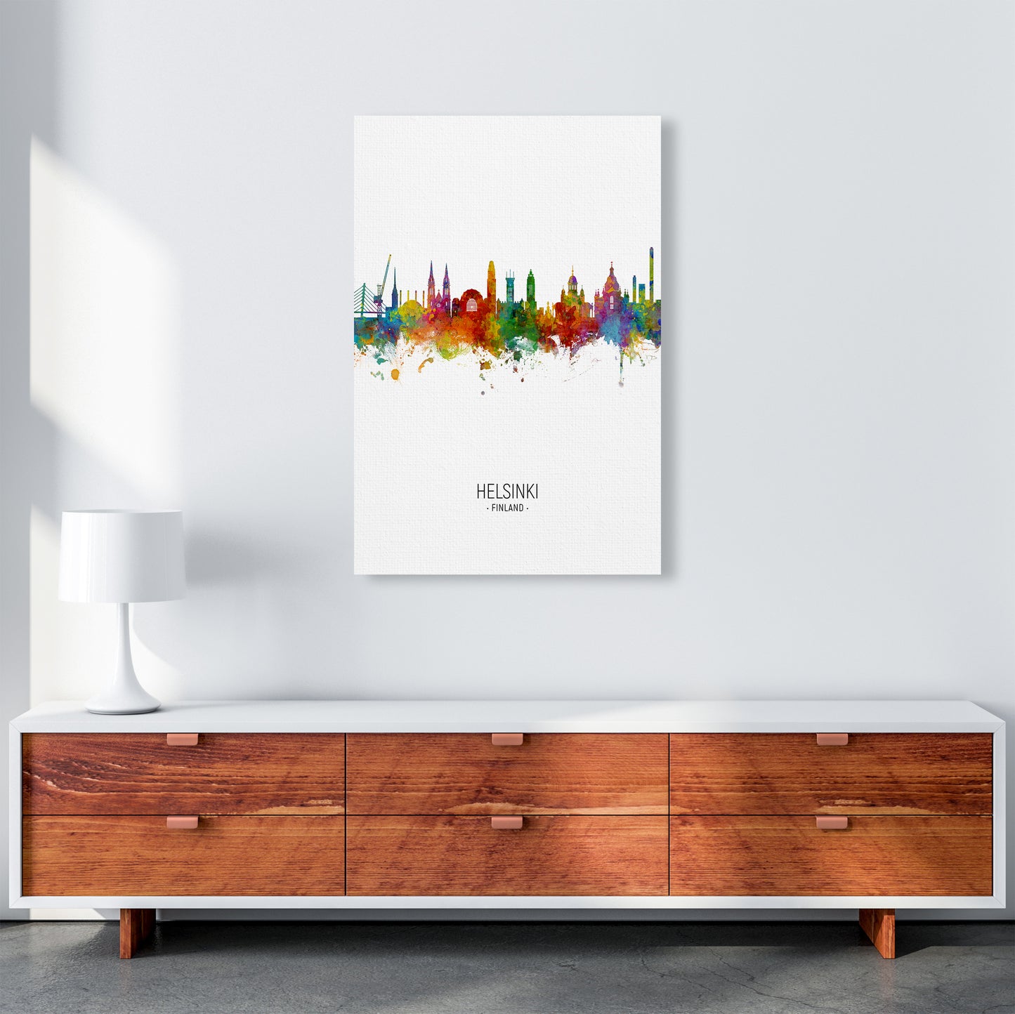 Helsinki Finland Skyline Portrait Art Print by Michael Tompsett A1 Canvas
