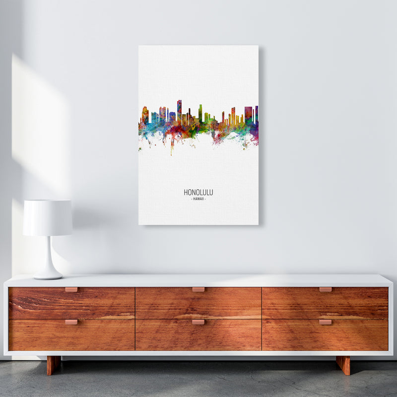 Honolulu Hawaii Skyline Portrait Art Print by Michael Tompsett A1 Canvas