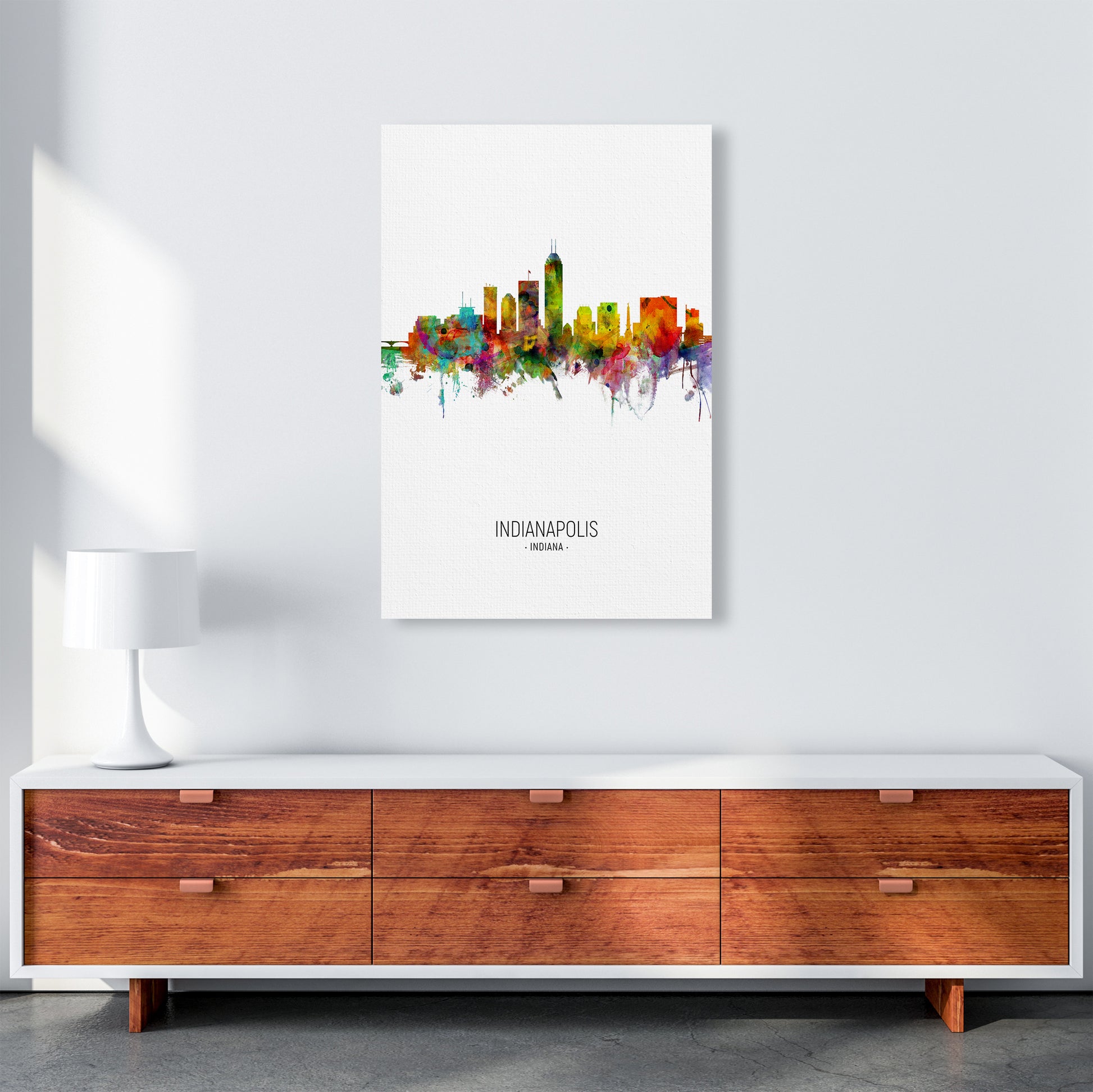 Indianapolis Indiana Skyline Portrait Art Print by Michael Tompsett A1 Canvas