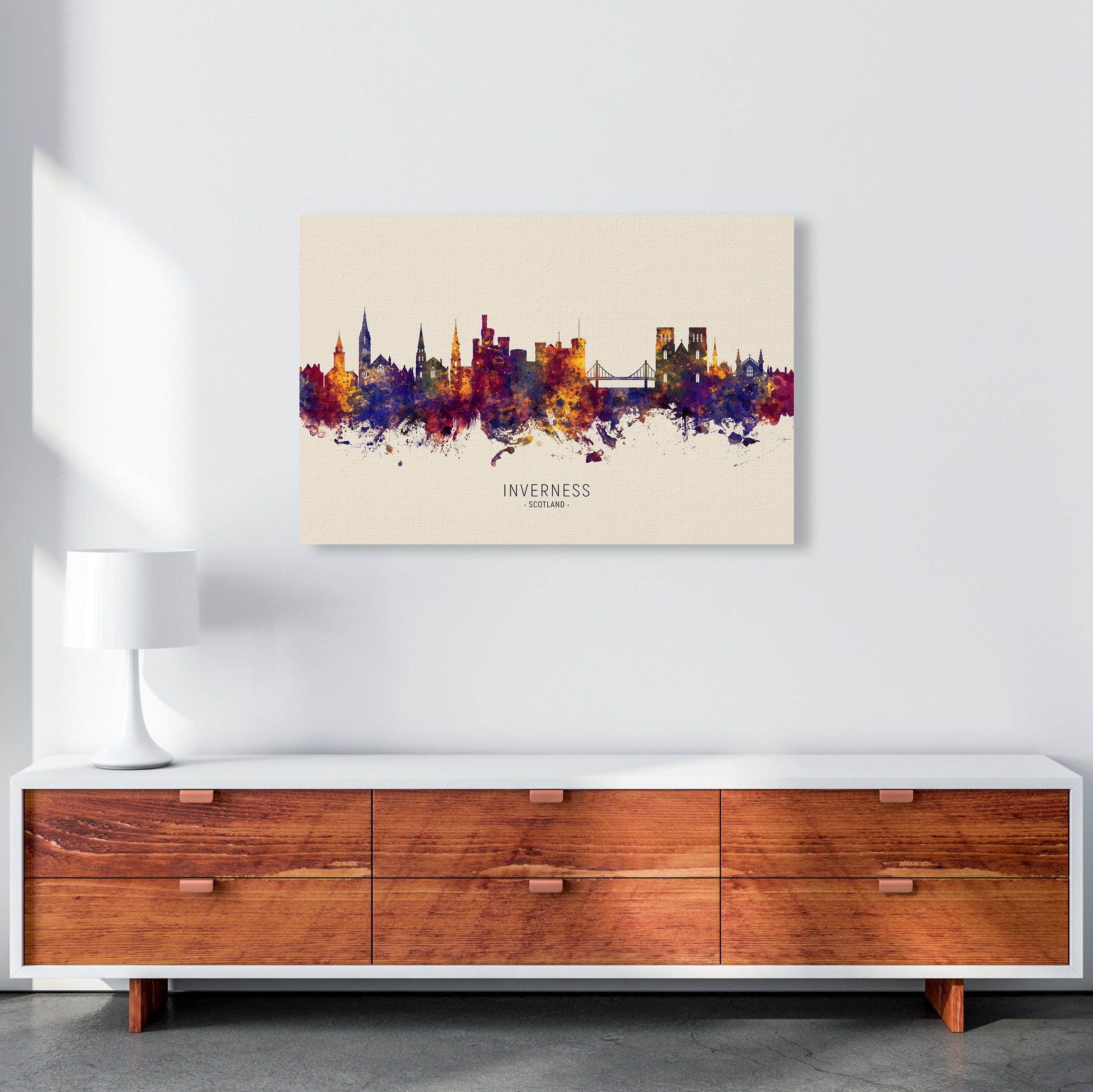 Inverness Scotland Skyline Autumn City Name Art Print by Michael Tompsett A1 Canvas