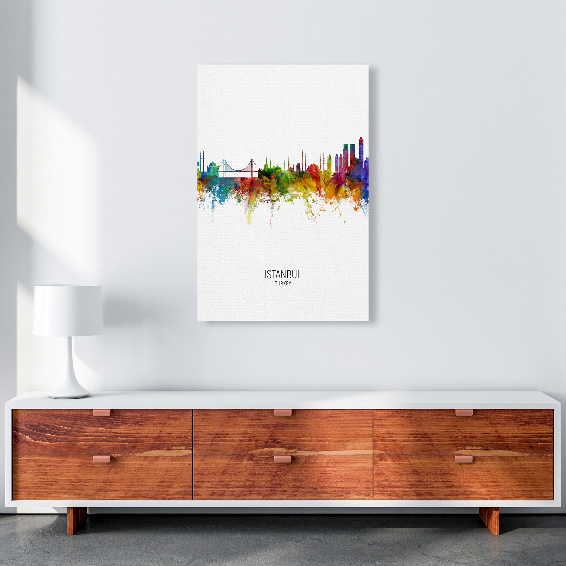 Istanbul Turkey Skyline Portrait Art Print by Michael Tompsett A1 Canvas