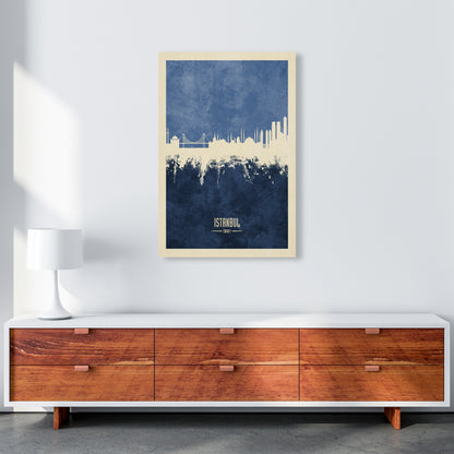 Istanbul Turkey Skyline Portrait Navy Art Print by Michael Tompsett A1 Canvas