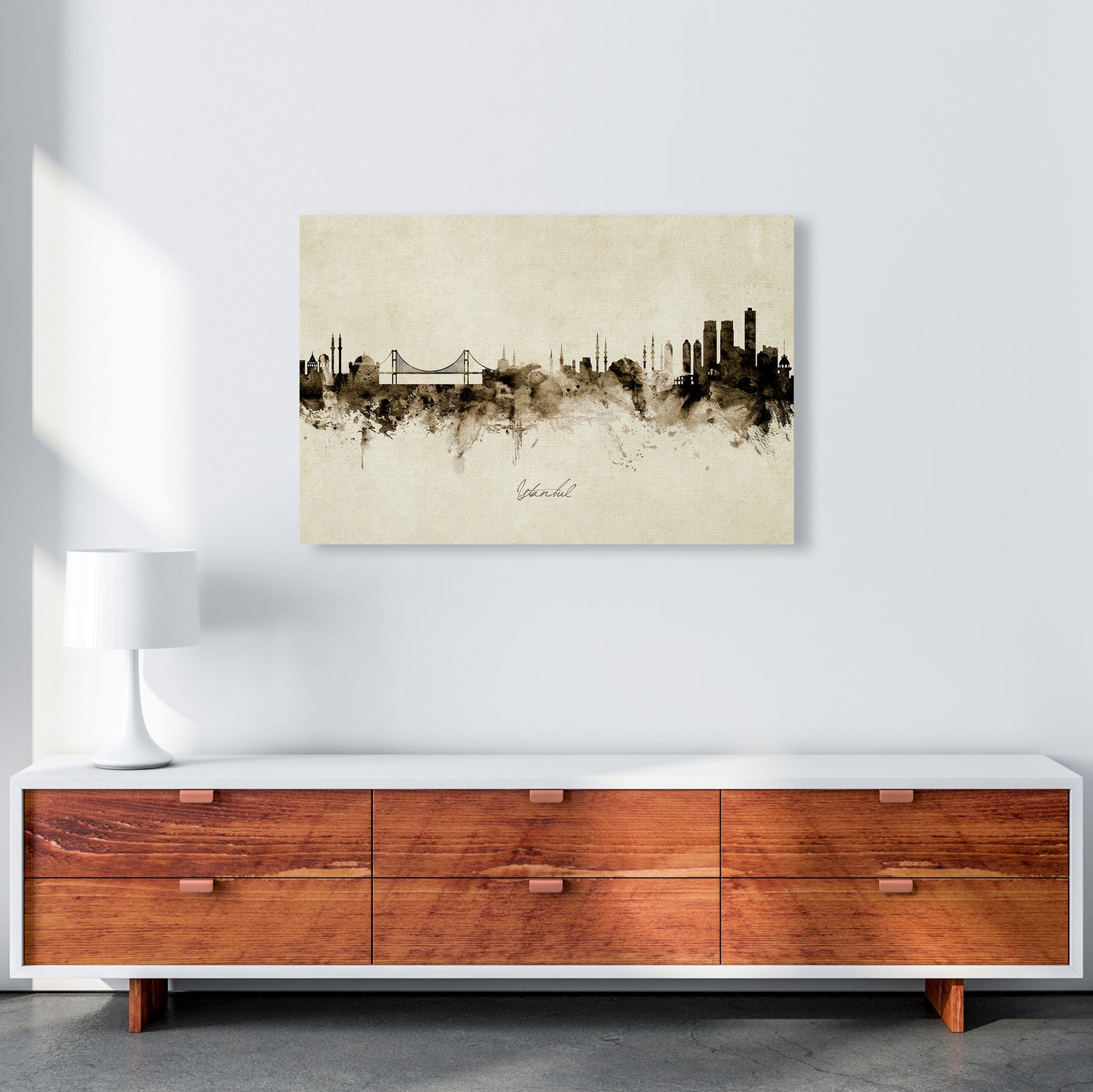 Istanbul Turkey Skyline Vintage Art Print by Michael Tompsett A1 Canvas