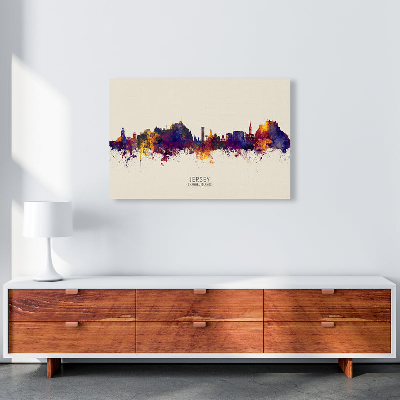 Jersey Channel Islands Skyline Autumn City Name Art Print by Michael Tompsett A1 Canvas